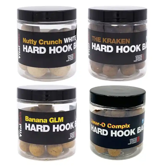 Doprodej zásob | Boilie Vitalbaits Hard Hook Bait Nutty Crunch 24mm 100gr