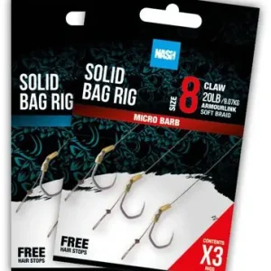 Velmi oblíbený produkt - 3ks - Hotový Návazec Nash Solid Bag Rig 2024 Barbless Velikost 6