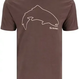 Tričko Simms Trout Outline T-Shirt Brown Heather Velikost XXL | Poslední příležitost