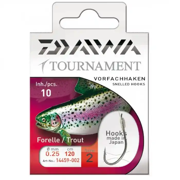 10ks - Háčky Daiwa Tournament Pstruh 120cm Velikost 8 - Ušetřete nyní