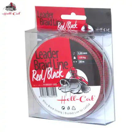 Splétaná šňůra Hell-Cat - Leader Braid Line Red/Black 20m - Profesionální kvalita