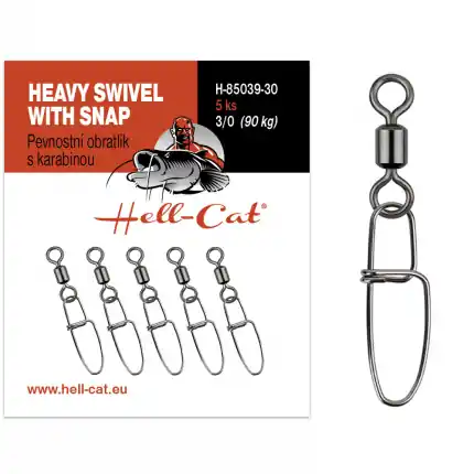 Hell-Cat Pevnostní obratlík s karabinou Heavy Swivel with Snap 5ks vel.3/0 (90kg) | Žádaný produkt
