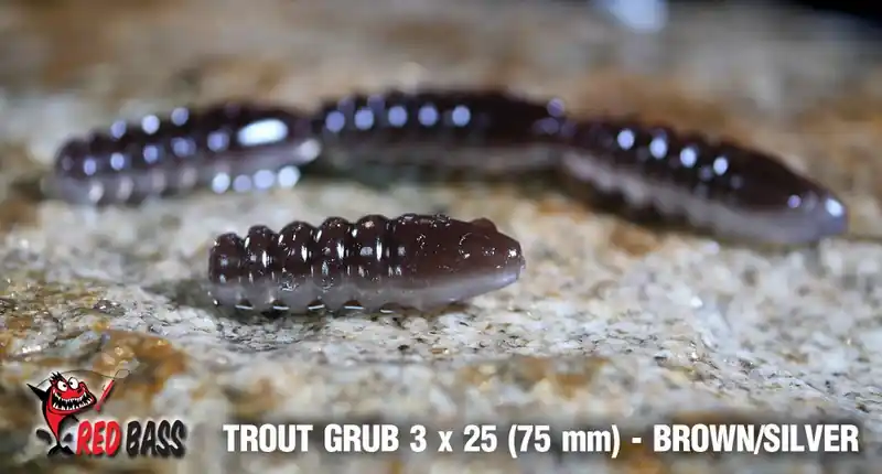 Larva REDBASS Trout Grub L_3x25mm_Brown/Silver - Mezi nejprodávanějšími