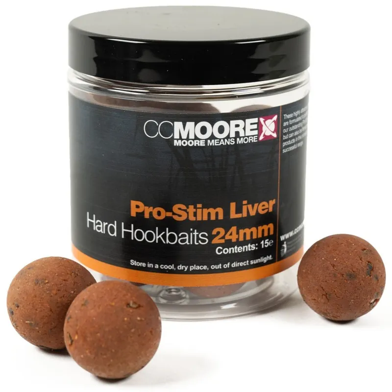 Vysoká kvalita - CC Moore Hard Hookbaits boilie Pro-Stim Liver 24 mm 15 ks